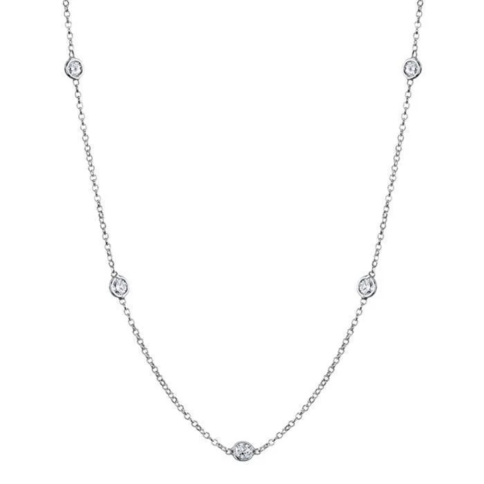 0.70 cttw Diamond Bezel Set Station Necklace