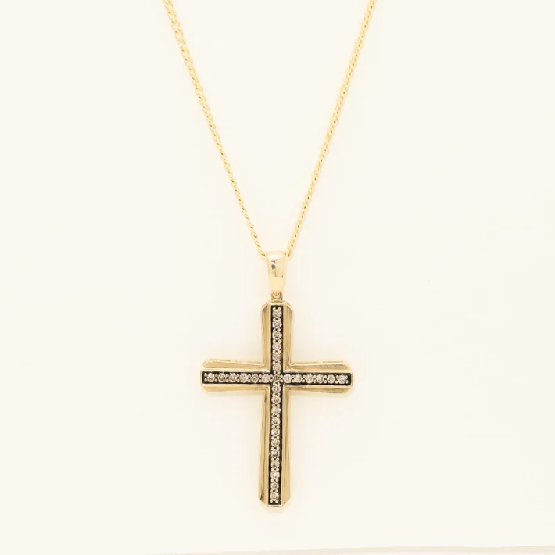 Diamond Cross Necklace in 10kt Yellow Gold (3/8ct tw)