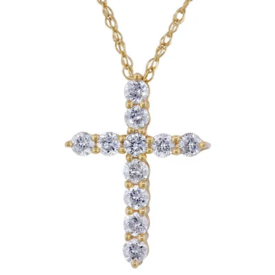 Diamond Cross Necklace in 14kt Yellow Gold (1/2ct tw)