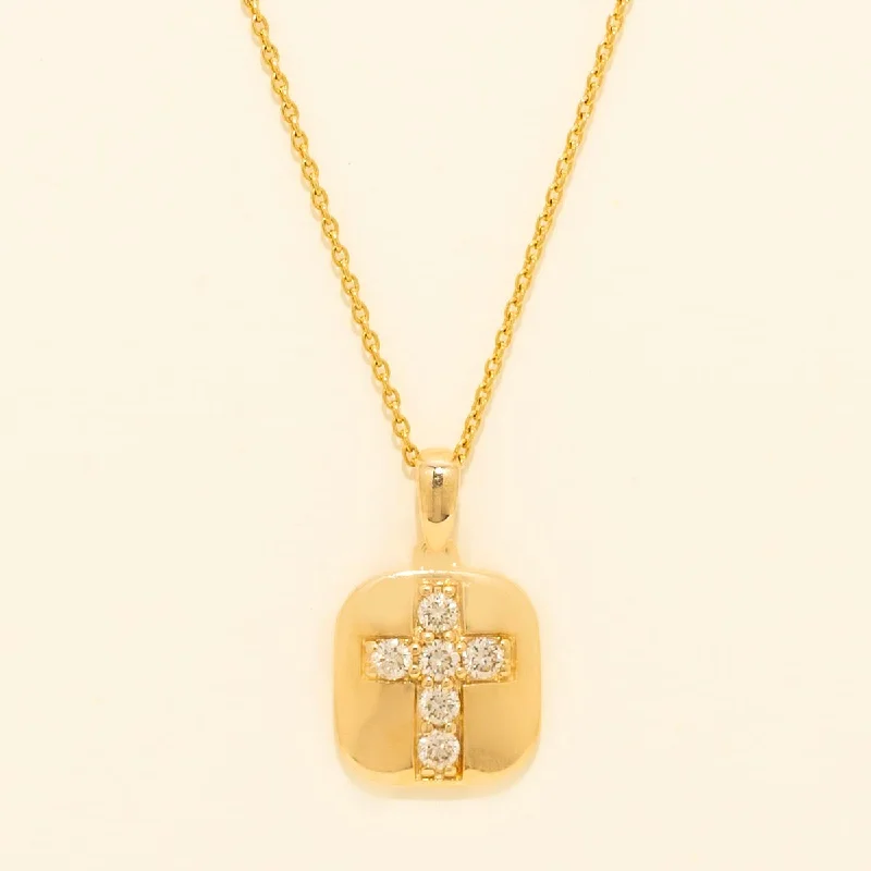 Diamond Cross Necklace in 14kt Yellow Gold (1/5ct tw)