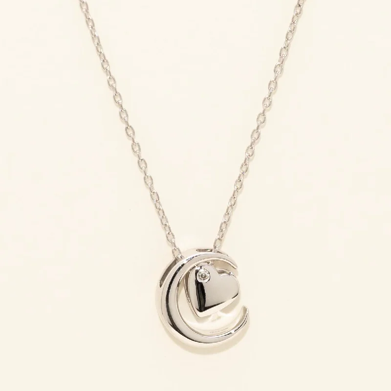 Diamond Heart Necklace in Sterling Silver (.02ct)