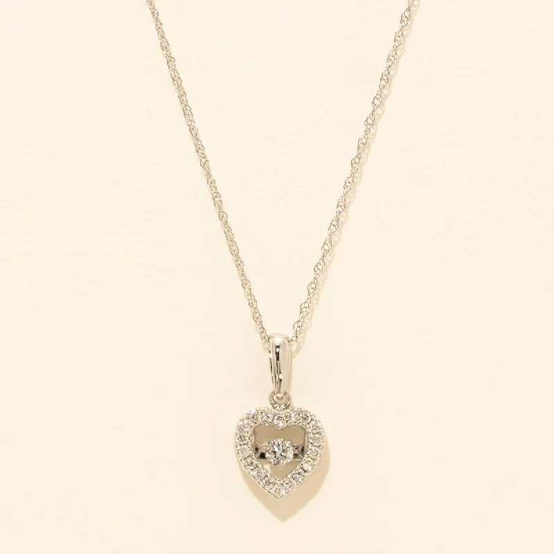 Diamond Heart Rhythm of Love Necklace in 10kt White Gold (1/5ct tw)