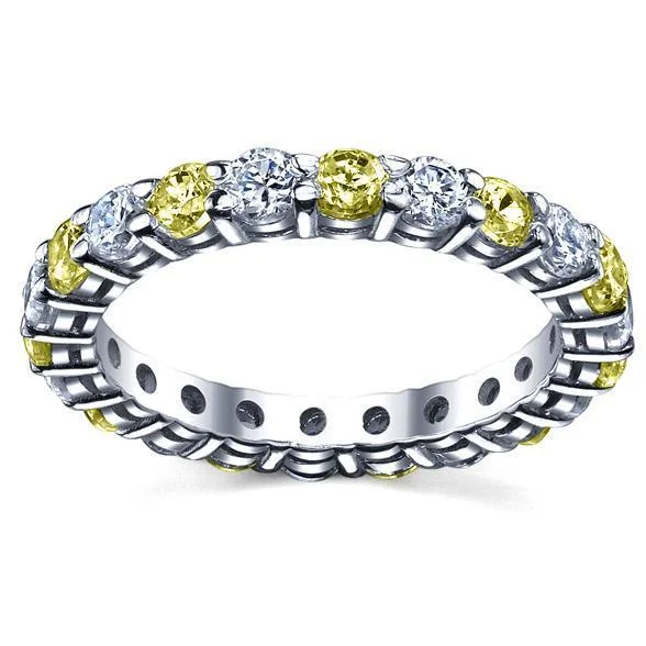 Diamonds and Yellow Sapphire Eternity Wedding Band