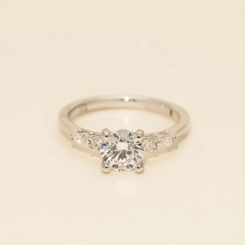 Fana Delicate Round and Pear Shape Diamond Engagement Setting in 14kt White Gold (3/8ct tw)