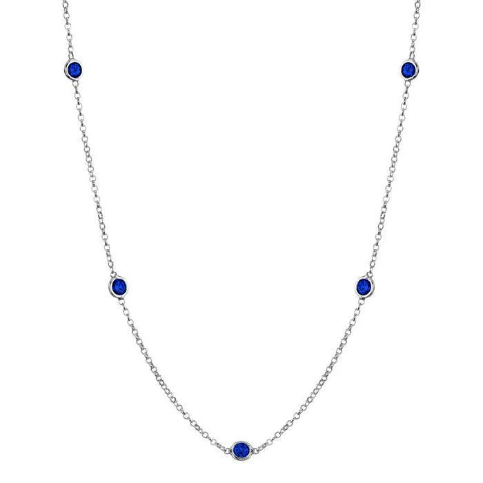 Blue Sapphire Station Necklace