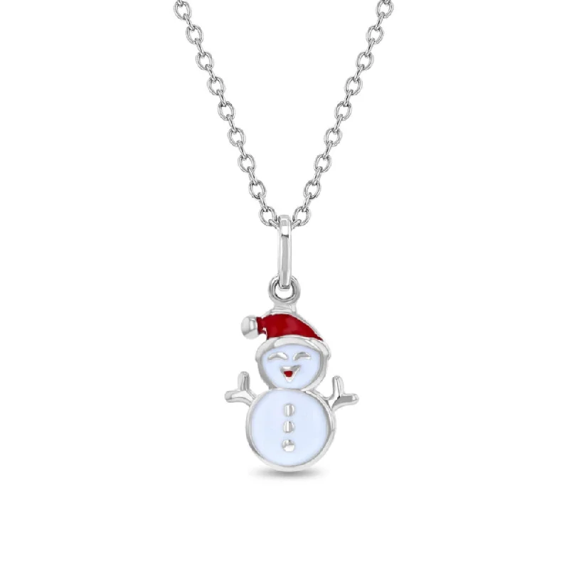 Girls Christmas Snowman Pendent Necklace