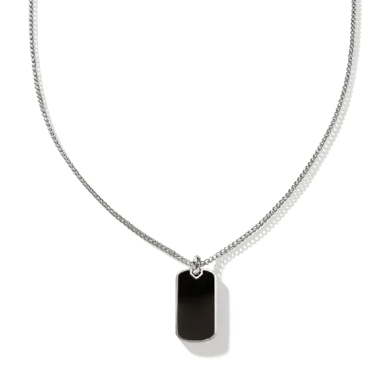 John Hardy ID Black Onyx Dog Tag Necklace