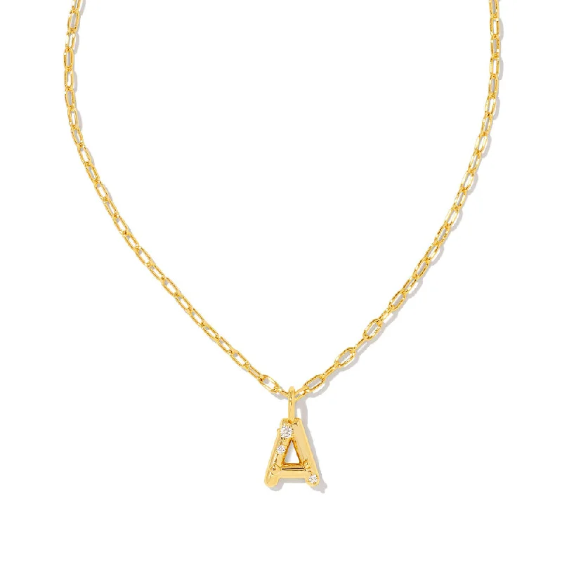 Kendra Scott Crystal Letter Short Gold Pendant Necklace