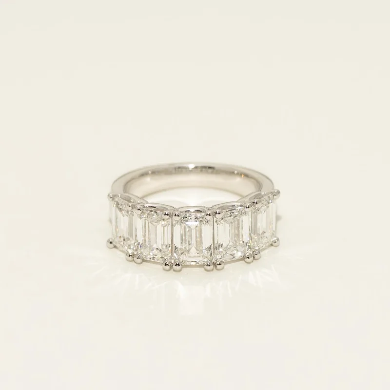 Lab Grown Emerald Cut Diamond Five Stone Band in 14kt White Gold (5ct tw)