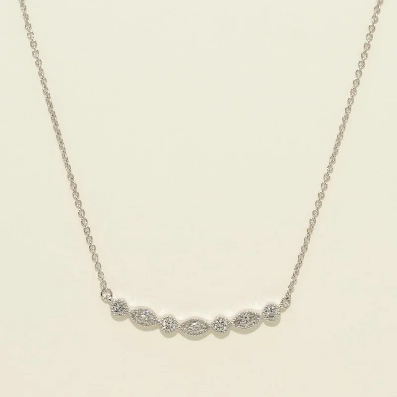 Lab Grown Marquise Diamond Bar Necklace in 10kt White Gold (3/8ct tw)