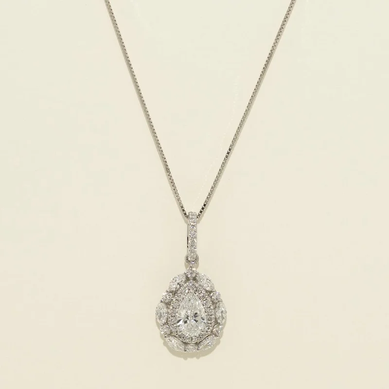 Lab Grown Pear Shape Diamond Necklace in 10kt White Gold (7/8ct tw)