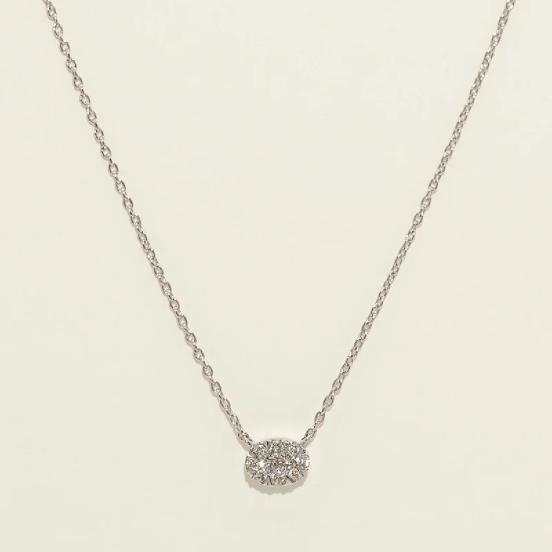 Lovebright Diamond Oval Necklace in 10kt White Gold (1/10ct tw)