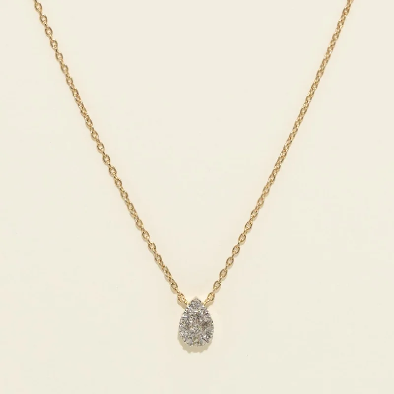 Lovebright Diamond Pear Shape Necklace in 10kt Yellow Gold (1/10ct tw)