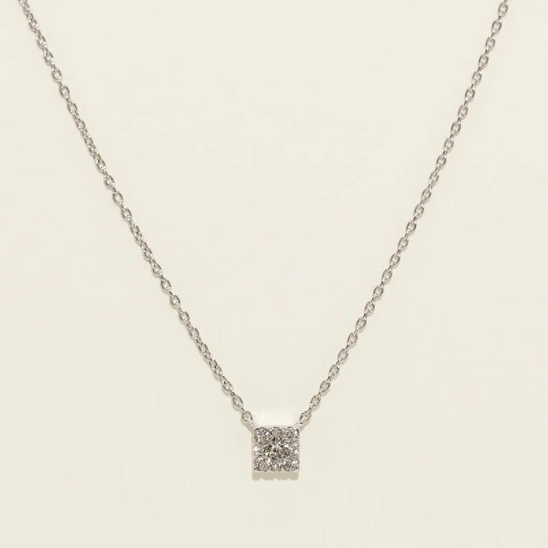 Lovebright Diamond Square Necklace in 10kt White Gold (1/10ct tw)