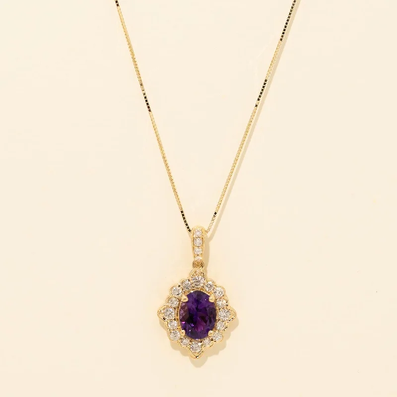 Maine Amethyst Necklace in 14kt Yellow Gold with Diamonds (3/8ct tw)