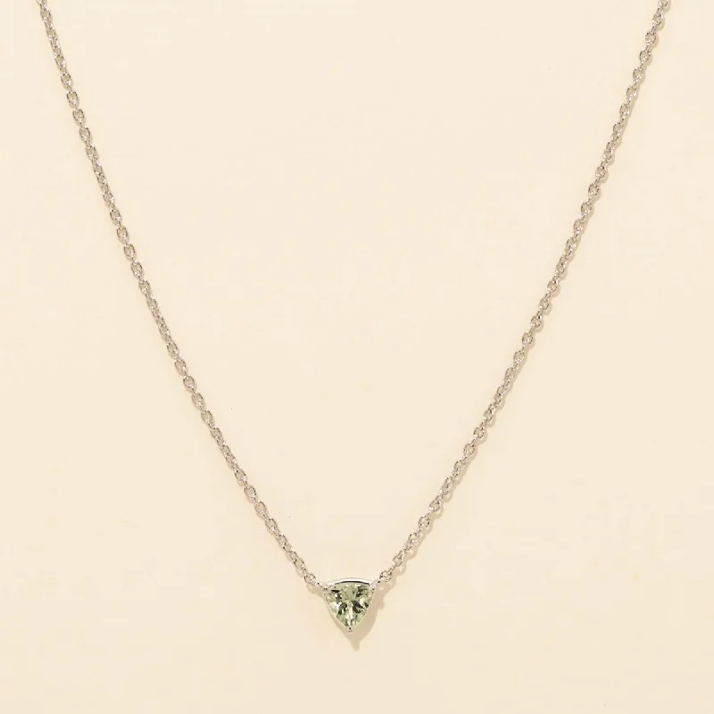 Maine Green Tourmaline Necklace in 14kt White Gold