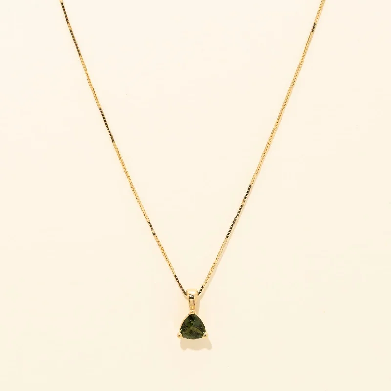 Maine Green Tourmaline Necklace in 14kt Yellow Gold