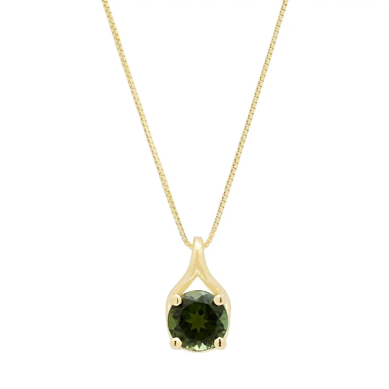 Maine Green Tourmaline Necklace in 14kt Yellow Gold