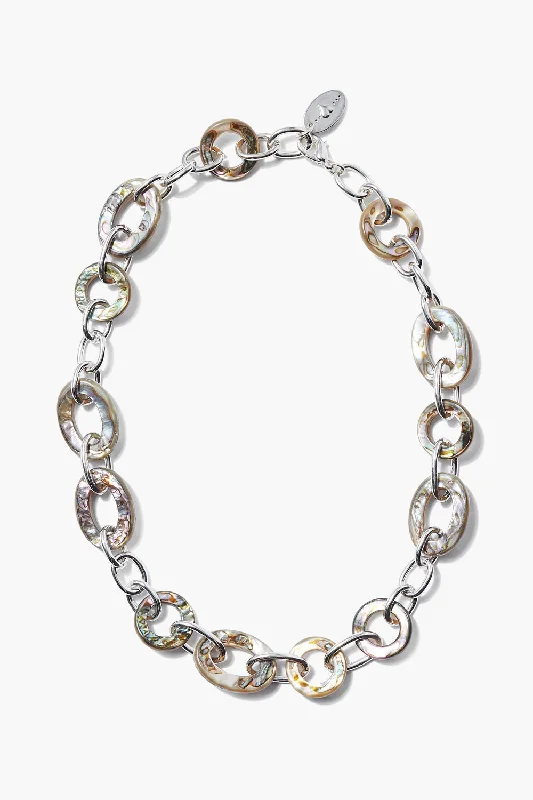 Mariner Chain Link Necklace Abalone Silver