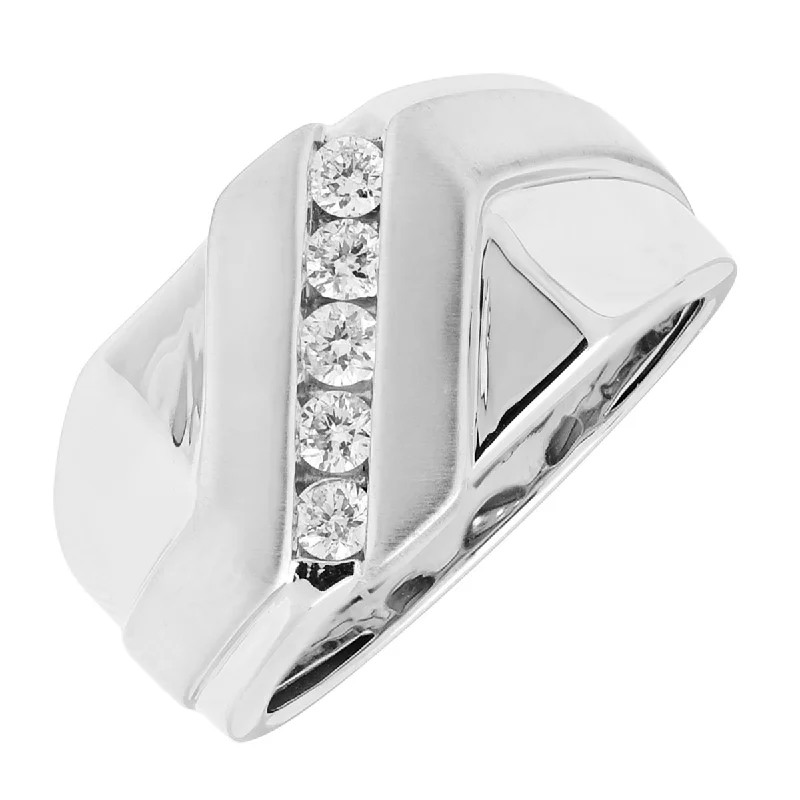 Mens Diamond Channel Band in 10kt White Gold (1/3ct tw)