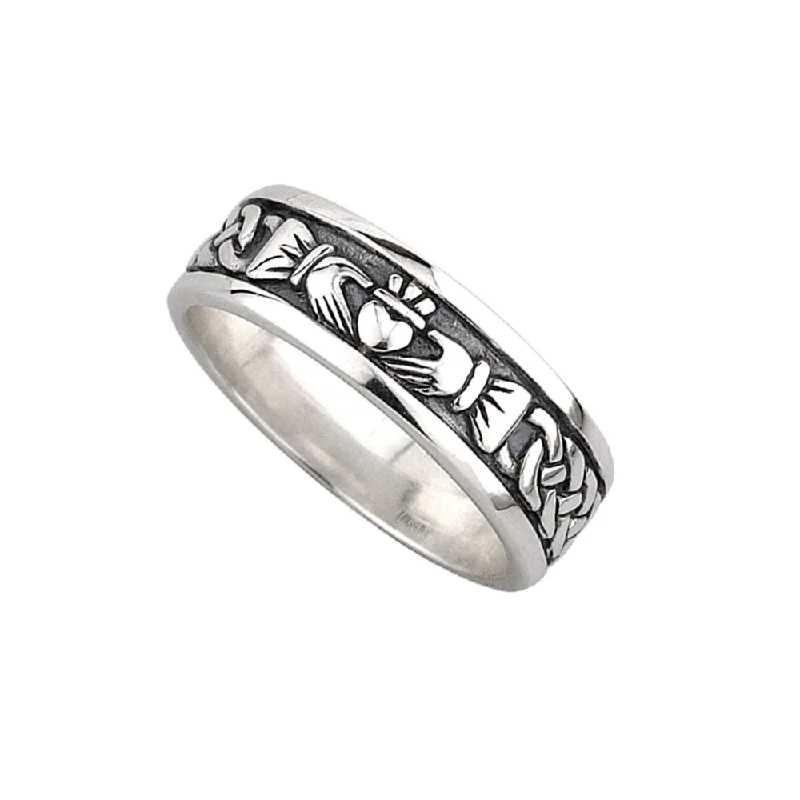 Men's Sterling Silver Oxidized Claddagh Band