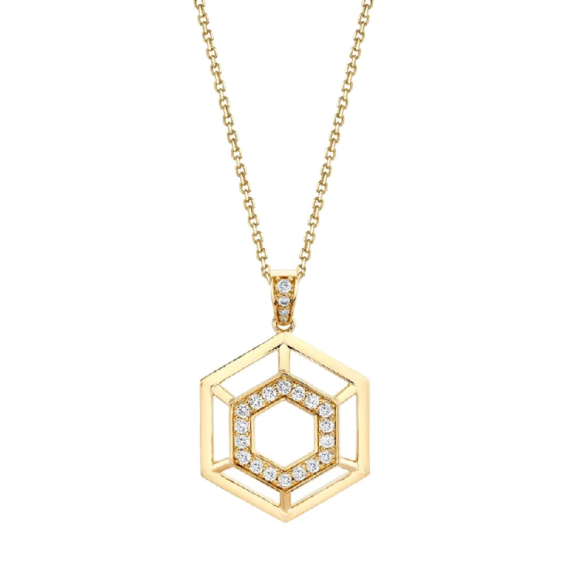 Michael M. 14k Gold Hex Truss Pendant