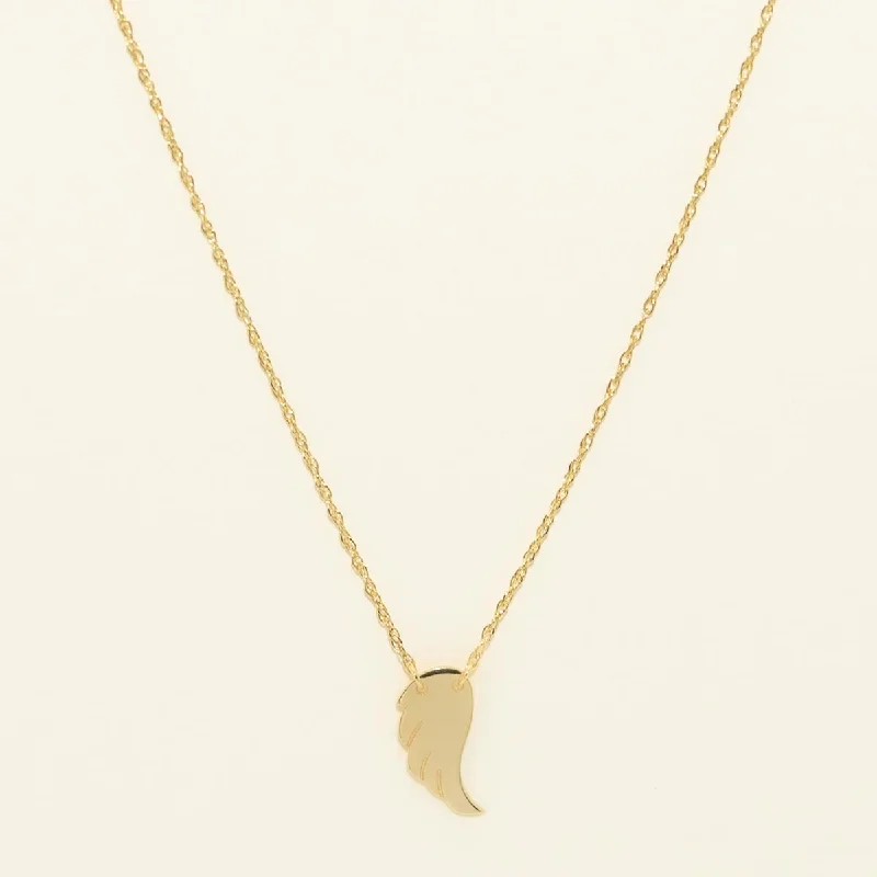 Mini Angel Wing Necklace in 14kt Yellow Gold