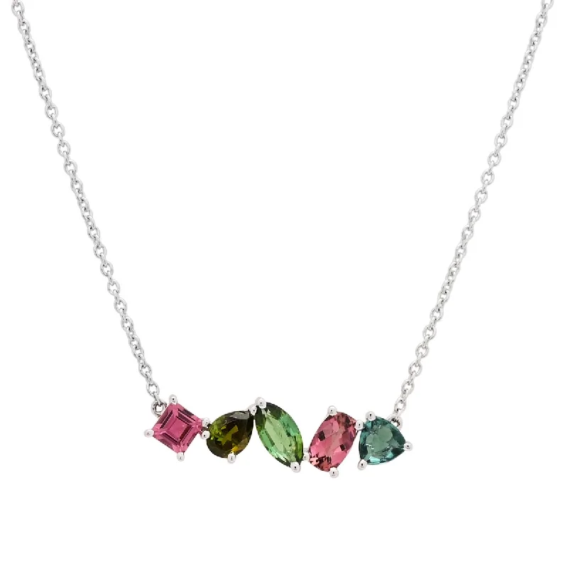 Multicolor Maine Tourmaline Necklace in 14kt White Gold