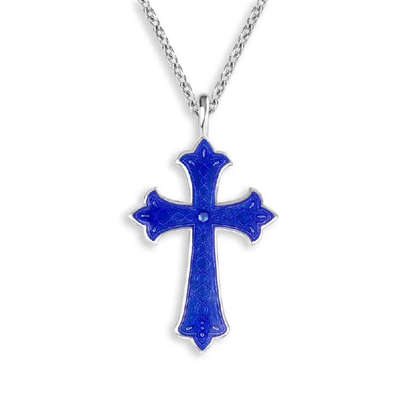 Nicole Barr Blue Enamel Cross Pendant Necklace