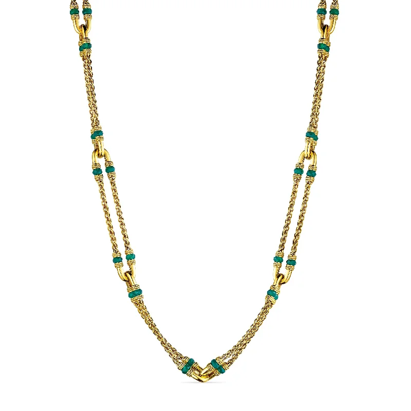 Ocean Reef Statement Necklace with Green Chalcedony in 18K Gold Vermeil