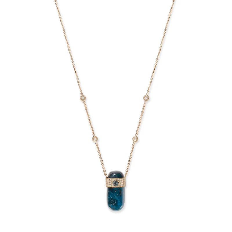 PAVE SAPPHIRE CAP + KYANITE CRYSTAL NECKLACE