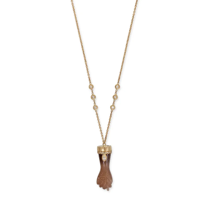 PAVE SOPHIA DIAMOND BROWN MOONSTONE FIGA NECKLACE