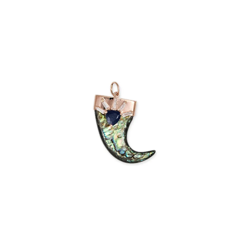 SAPPHIRE BAGUETTE DIAMOND CROWN ABALONE TUSK CHARM