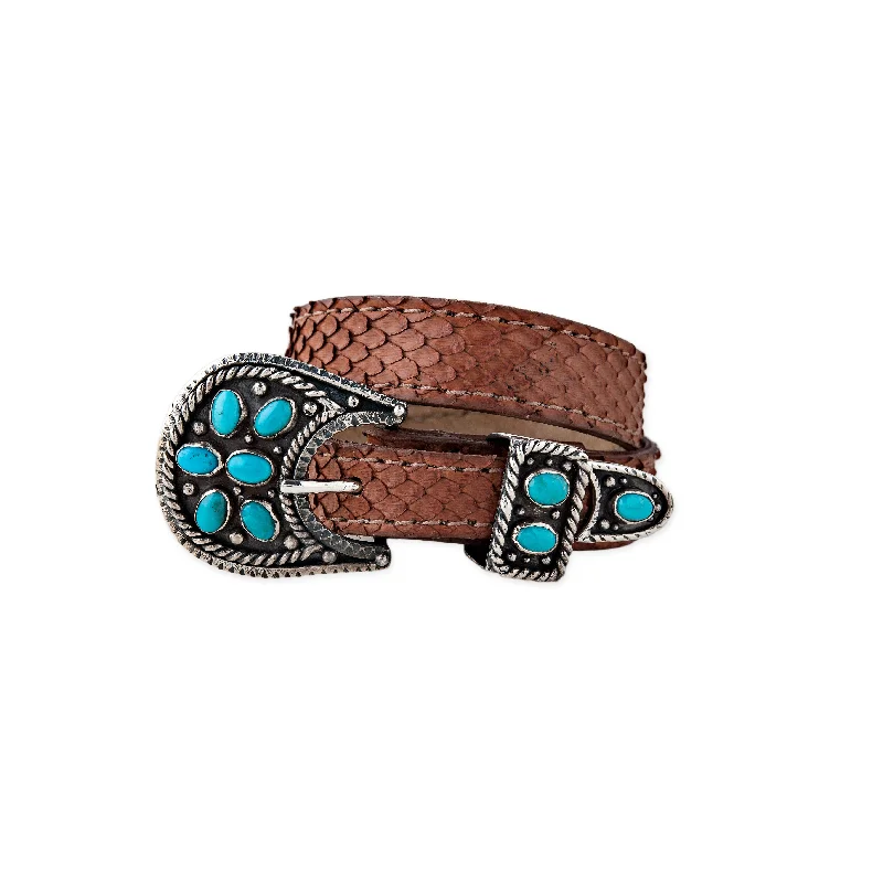 SILVER AND TURQUOISE BELT SNAKESKIN CHOKER