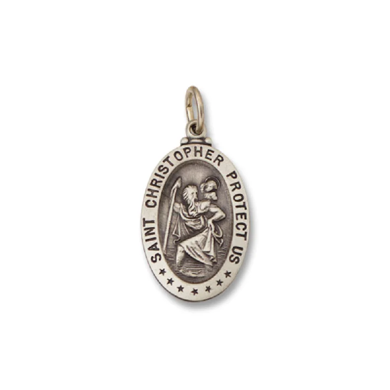 Sterling Silver Antiqued St. Christopher Medal