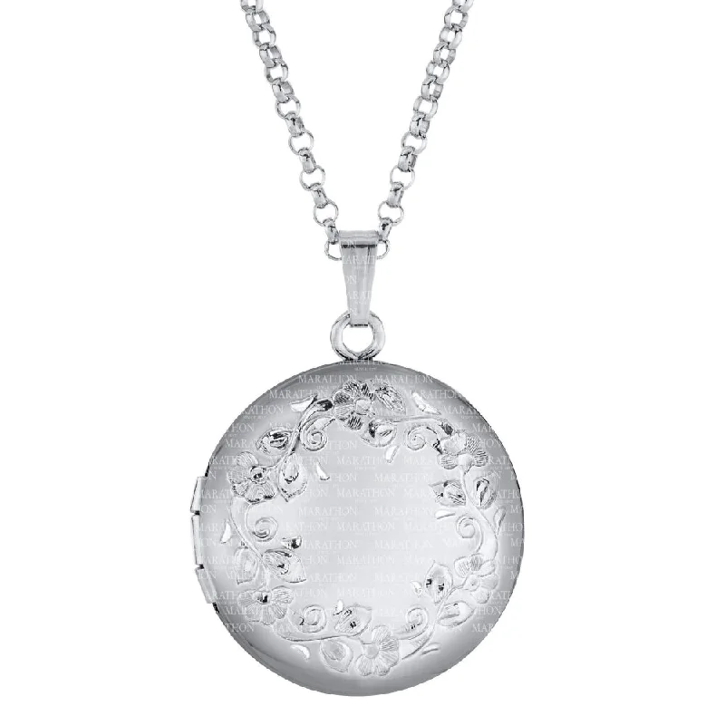 Sterling Silver Round Engraved Locket