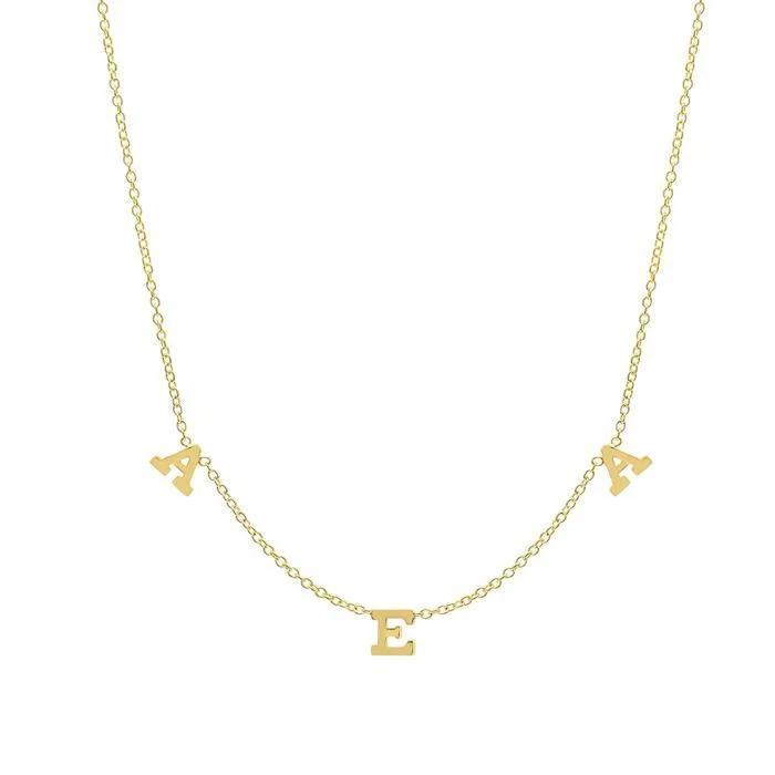 Three Letter Pendant Necklace in Gold