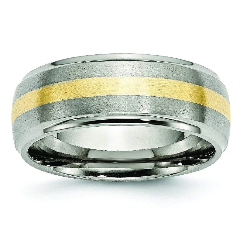 Titanium and Gold Mens Wedding Band