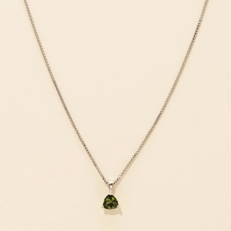 Trillion Maine Green Tourmaline Necklace in Sterling Silver