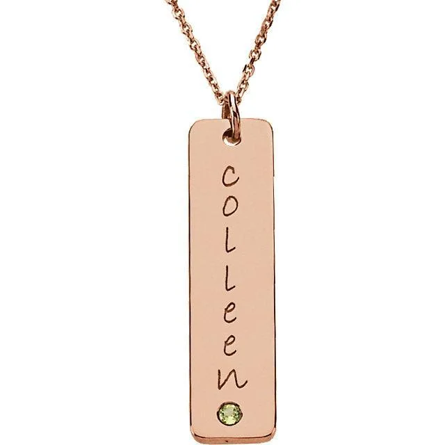 Vertical Name Pendant Necklace