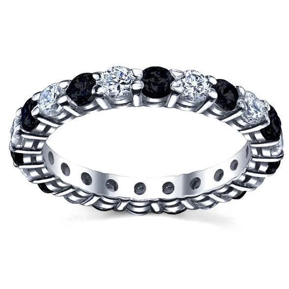 White Diamonds Black Diamonds Eternity Wedding Band