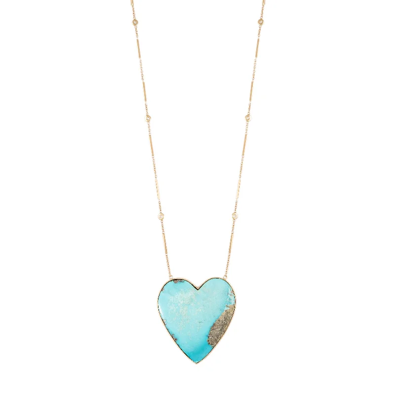 X-LARGE TURQUOISE HEART DIAMOND NECKLACE