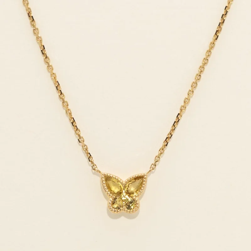 Yellow Sapphire Butterfly Necklace in 14kt Yellow Gold