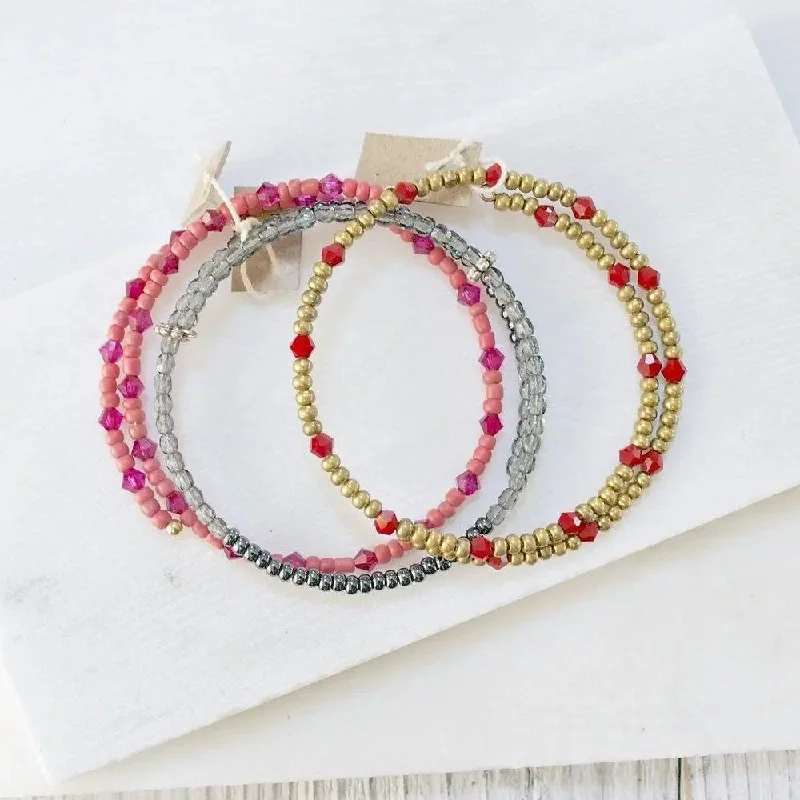 Stretch Beaded Bangle Bracelets, One Size Fits All