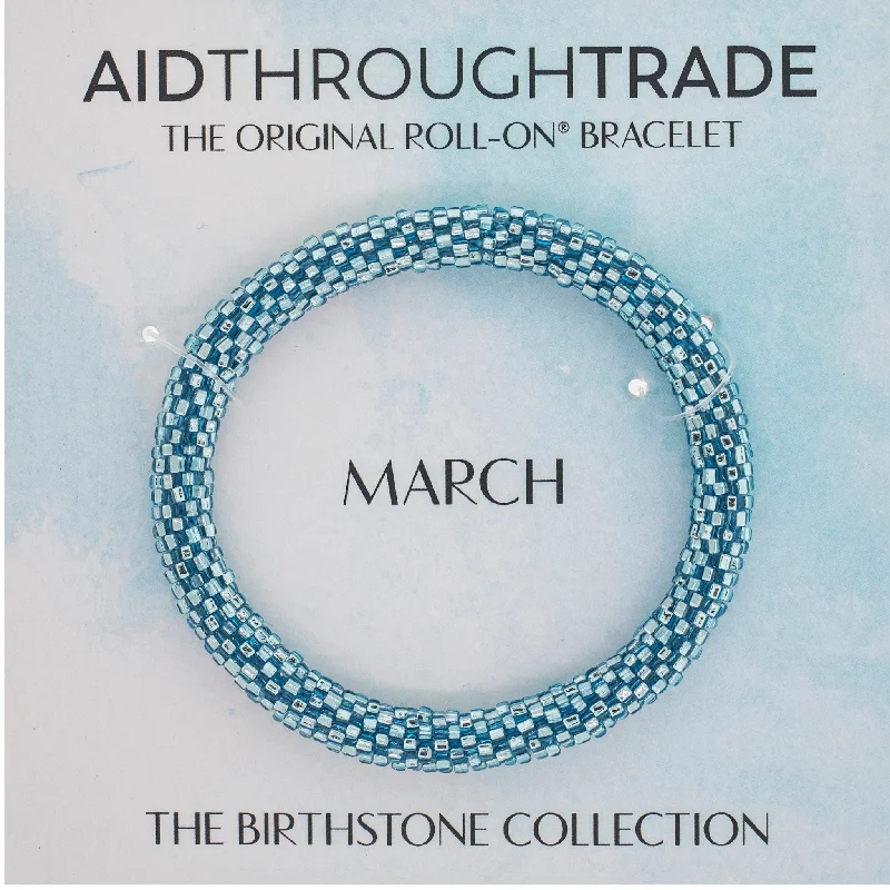 <br>8 inch  Birthstone Roll-On® Bracelets <br> March