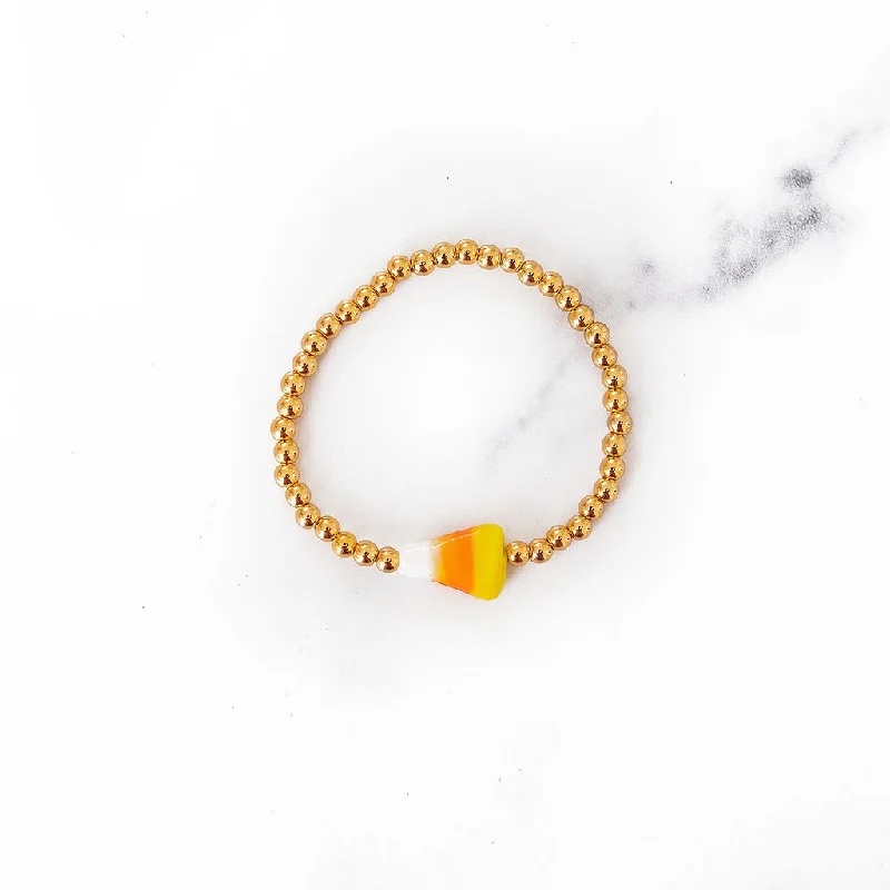 Candy Corn Gold Beaded Bracelet