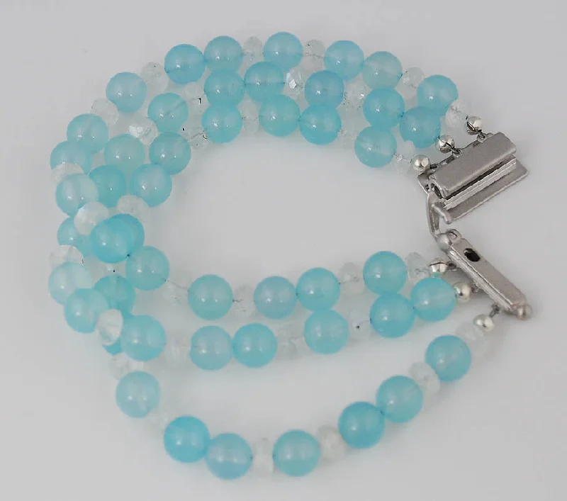 Ocean Chalcedony + Moonstone Bead Bracelet