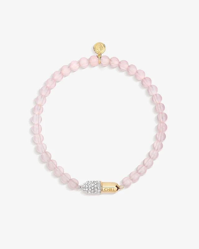 Chill Pill Pavé Bracelet in Rose Quartz