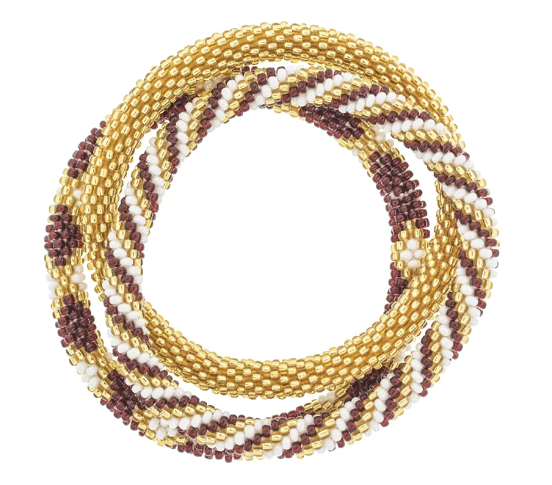 Game Day Roll-On® Bracelets <br> Burgundy & Gold