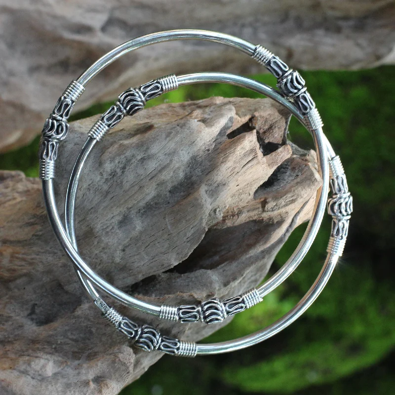 Kintamani Moon Silver Bangle Bracelets